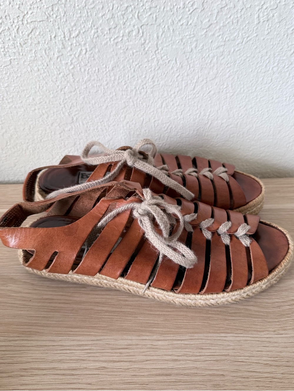 Euroflex Lace up Huarache style leather espadrille sandals